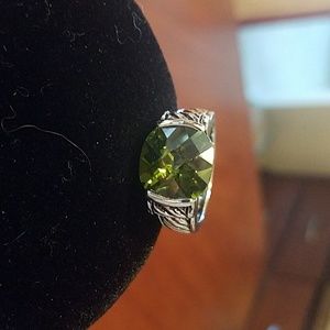 Beautiful Olive Green Large Cushion Cut Ring